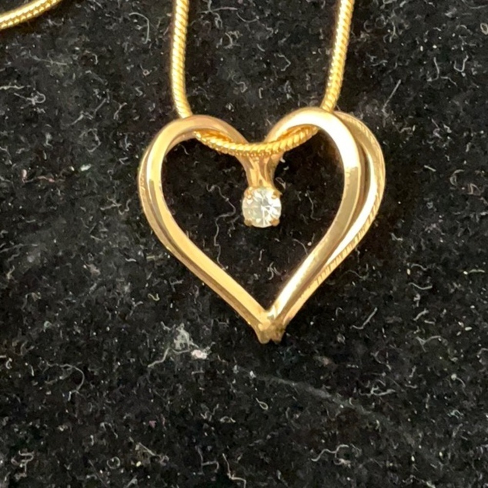 14k Over Sterling Silver Gold Heart Pendant Necklace